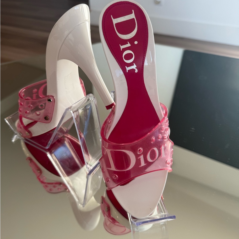 Christian Dior Pink & White Logo  Heels